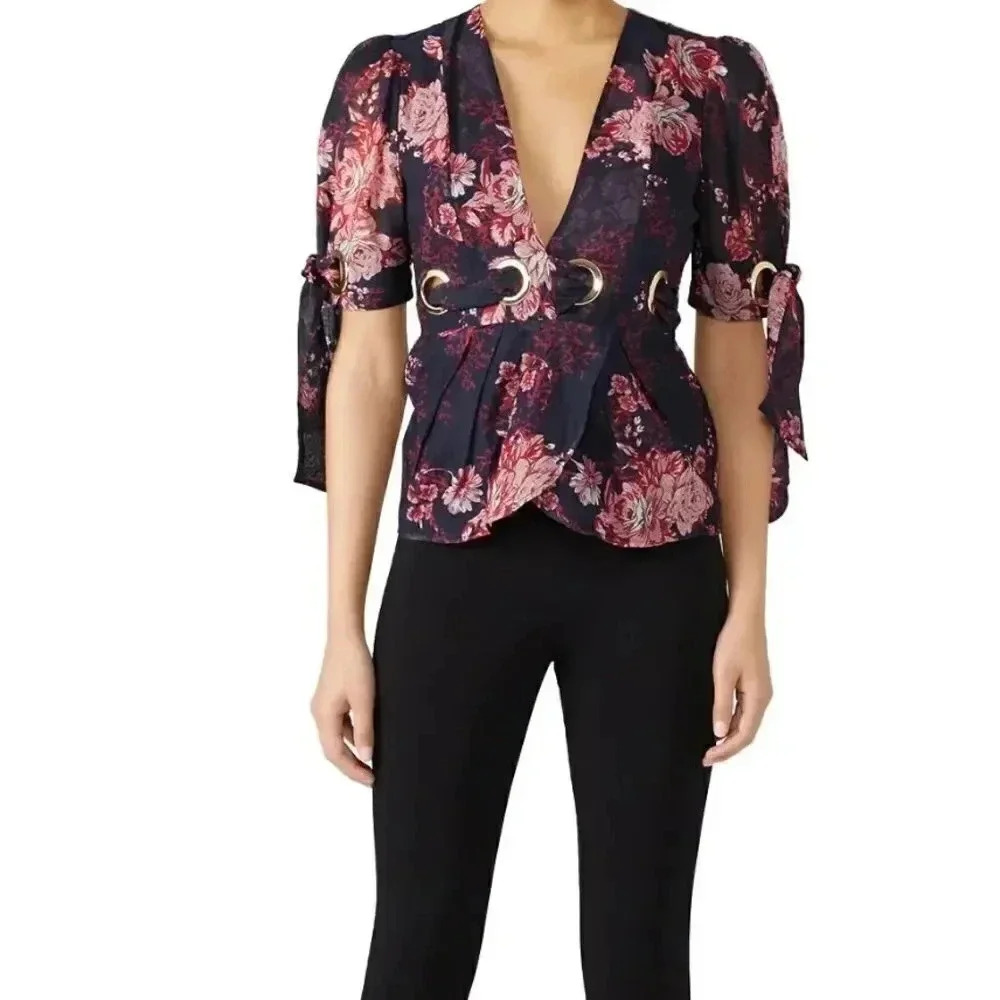 Alice McCall Floral Blouse in Pink and Black